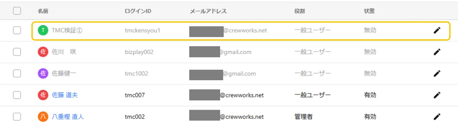 CrewWorks-アカウント管理