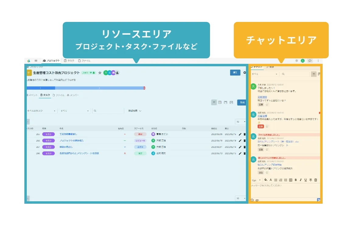 一画面で資料変更履歴を確認できる