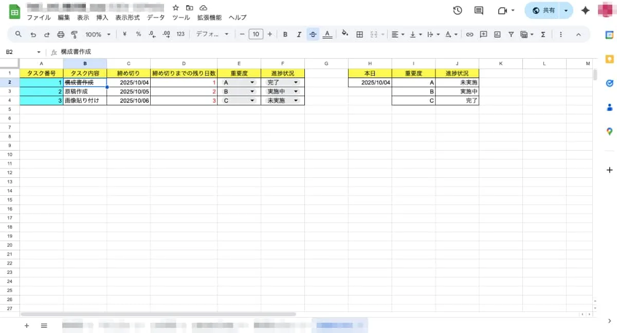 B2に取り消し線が付与されました